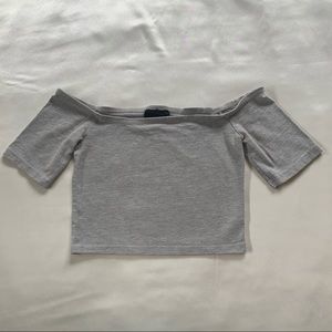 Topshop Gray Off The Shoulder Crop Top